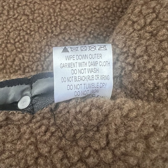 Princess Polly Size 4 Faux Leather Shearling Crop Jacket Black Edgy Moto Sherpa - Picture 11 of 13